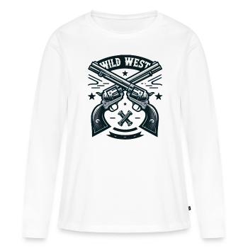 Le Far West - T-shirt manches longues Premium bio Femme - blanc - Devant - Julia (174cm)