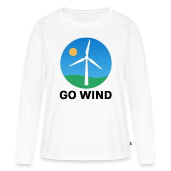 Pour l’énergie éolienne – claire et durable - T-shirt manches longues Premium bio Femme - blanc - Devant - Julia (174cm)