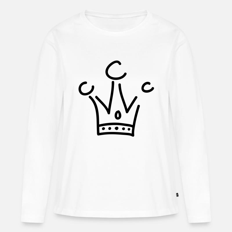 Krone - Line - Frauen Premium Bio Langarmshirt - Weiß