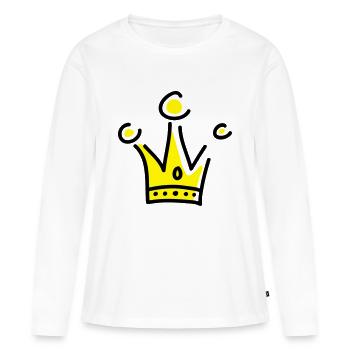 Couronne - T-shirt manches longues Premium bio Femme - blanc - Devant - Julia (174cm)