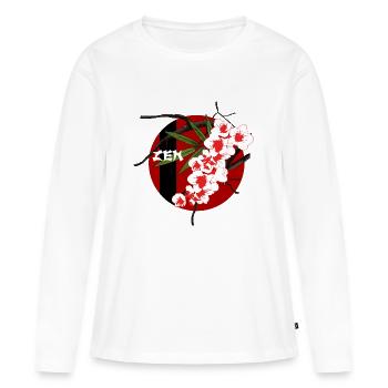 Zen 05 - T-shirt manches longues Premium bio Femme - blanc - Devant - Julia (174cm)