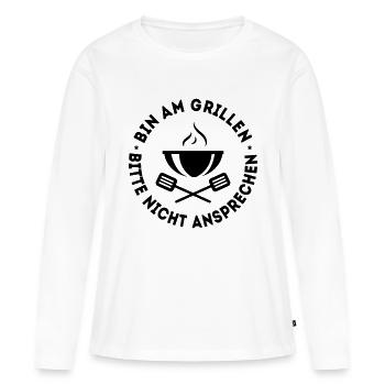 Bin am Grillen - nicht ansprechen - Frauen Premium Bio Langarmshirt - Weiß - Vorne - Julia (174cm)