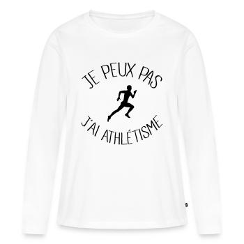 Je peux pas j'ai Athlétisme - T-shirt manches longues Premium bio Femme - blanc - Devant - Julia (174cm)
