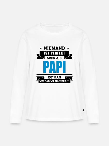 Funshirt Papi - Frauen Premium Bio Langarmshirt - Weiß