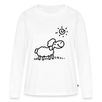 Moutons soleil - ligne - T-shirt manches longues Premium bio Femme - blanc - Devant - Julia (174cm)