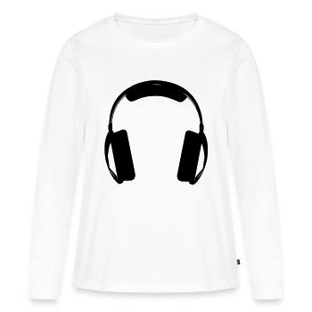 headphones - Women's Premium Organic Long Sleeve Shirt - white - Front - Julia (174cm)