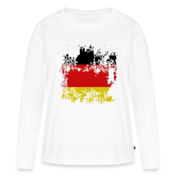 Flagge Deutschland Destroyed Effekt - Frauen Premium Bio Langarmshirt - Weiß - Vorne - Julia (174cm)