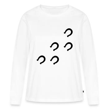 Fer à cheval - T-shirt manches longues Premium bio Femme - blanc - Devant - Julia (174cm)