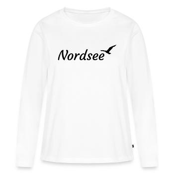 Mer du Nord - T-shirt manches longues Premium bio Femme - blanc - Devant - Julia (174cm)