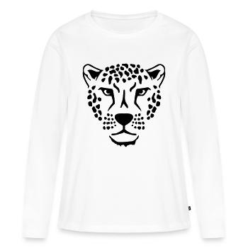 Leopard - T-shirt manches longues Premium bio Femme - blanc - Devant - Julia (174cm)