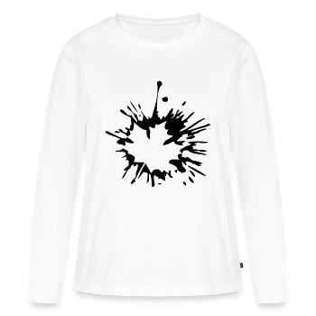 taches gouttes couleur éclaboussure feuille d’érable automne wi - T-shirt manches longues Premium bio Femme - blanc - Devant - Julia (174cm)