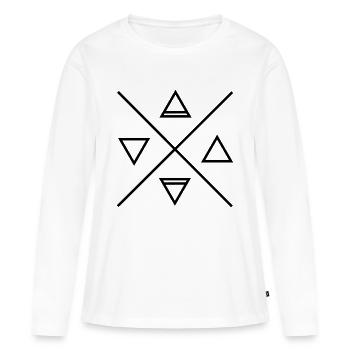 Die klassischen 4 Elemente, Alchemie Dreiecke, Feu - Frauen Premium Bio Langarmshirt - Weiß - Vorne - Julia (174cm)