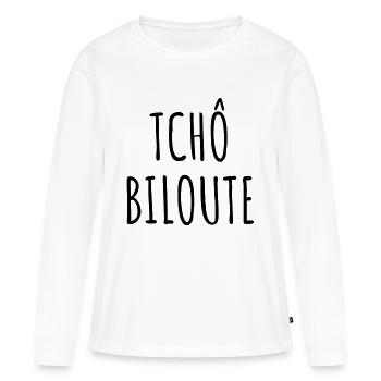 Ch'ti / Nord / Chti / Ch'ti mi / Nordiste - T-shirt manches longues Premium bio Femme - blanc - Devant - Julia (174cm)