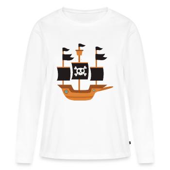 Bateau pirate - T-shirt manches longues Premium bio Femme - blanc - Devant - Julia (174cm)