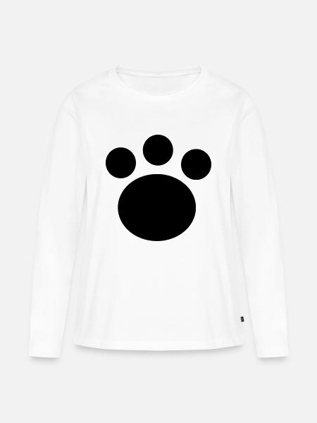 schwarze Tierpfote - Pfotenabdruck - Tierfreund - Frauen Premium Bio Langarmshirt - Weiß
