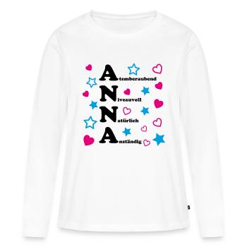 Anna - Frauen Premium Bio Langarmshirt - Weiß - Vorne - Julia (174cm)