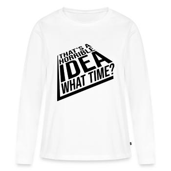 C’est une idée horrible - T-shirt manches longues Premium bio Femme - blanc - Devant - Julia (174cm)