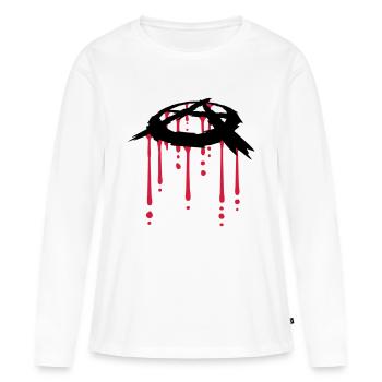 blood drop anarchy symbol - Women's Premium Organic Long Sleeve Shirt - white - Front - Julia (174cm)