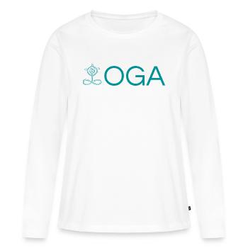 yoga idée cadeau - T-shirt manches longues Premium bio Femme - blanc - Devant - Julia (174cm)
