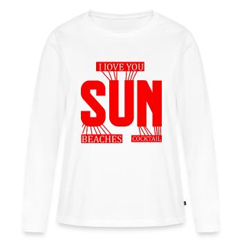 j'adore le soleil plage et cocktail - T-shirt manches longues Premium bio Femme - blanc - Devant - Julia (174cm)