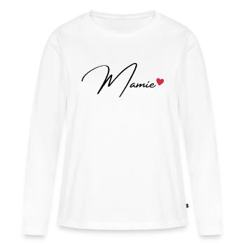 Mamie cadeau grand mère - T-shirt manches longues Premium bio Femme - blanc - Devant - Julia (174cm)