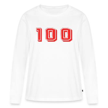 100 ANS. 100e ANNIVERSAIRE. ANNIVERSAIRE 100 ANS. - T-shirt manches longues Premium bio Femme - blanc - Devant - Julia (174cm)