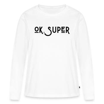 Ok Super - T-shirt manches longues Premium bio Femme - blanc - Devant - Julia (174cm)