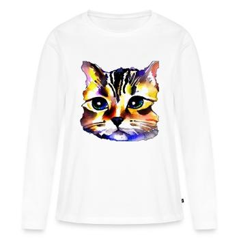 Katzengesicht 4 - Frauen Premium Bio Langarmshirt - Weiß - Vorne - Julia (174cm)