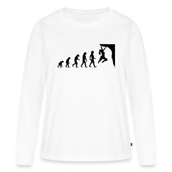 Evolution femme escalade bloc - T-shirt manches longues Premium bio Femme - blanc - Devant - Julia (174cm)