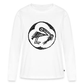 Héron cendré - T-shirt manches longues Premium bio Femme - blanc - Devant - Julia (174cm)