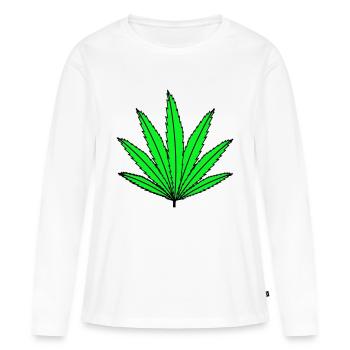 Hanf - Frauen Premium Bio Langarmshirt - Weiß - Vorne - Julia (174cm)