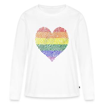 Cœur diversifié - T-shirt manches longues Premium bio Femme - blanc - Devant - Julia (174cm)