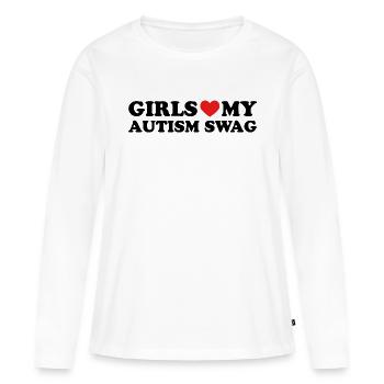 Girls Love My Autism Swag - T-shirt manches longues Premium bio Femme - blanc - Devant - Julia (174cm)