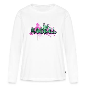 Handball Graffiti Spray Sprayer Handballspieler - Frauen Premium Bio Langarmshirt - Weiß - Vorne - Julia (174cm)