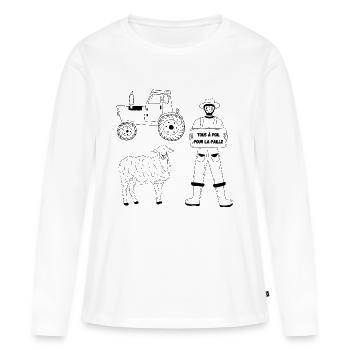 Unterstützung der Landwirte - Frauen Premium Bio Langarmshirt - Weiß - Vorne - Julia (174cm)