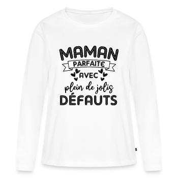 Maman parfaite avec de jolis défauts - T-shirt manches longues Premium bio Femme - blanc - Devant - Julia (174cm)