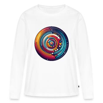 Planètes psychédéliques - T-shirt manches longues Premium bio Femme - blanc - Devant - Julia (174cm)