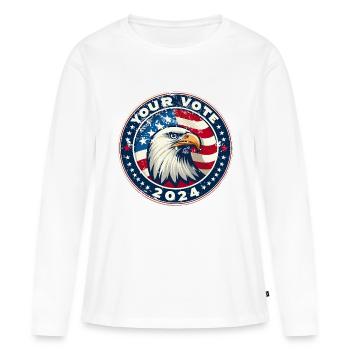 USA Vote 2024 : Design électoral emblématique du drapeau américain - T-shirt manches longues Premium bio Femme - blanc - Devant - Julia (174cm)