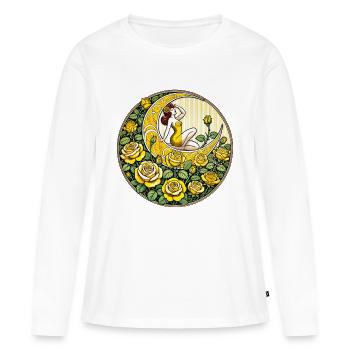 Pin-up Roses Jaunes - T-shirt manches longues Premium bio Femme - blanc - Devant - Julia (174cm)