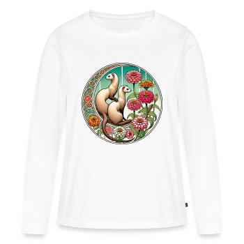 Frettchen - Frauen Premium Bio Langarmshirt - Weiß - Vorne - Julia (174cm)