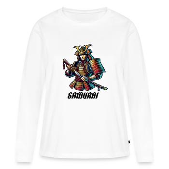 samouraï - T-shirt manches longues Premium bio Femme - blanc - Devant - Julia (174cm)