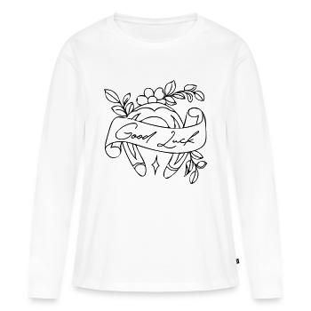bonne chance - T-shirt manches longues Premium bio Femme - blanc - Devant - Julia (174cm)
