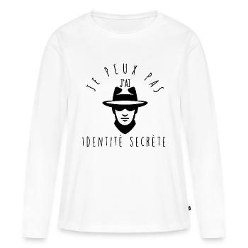 Je peux pas, j'ai identité secrète. - T-shirt manches longues Premium bio Femme - blanc - Devant - Julia (174cm)