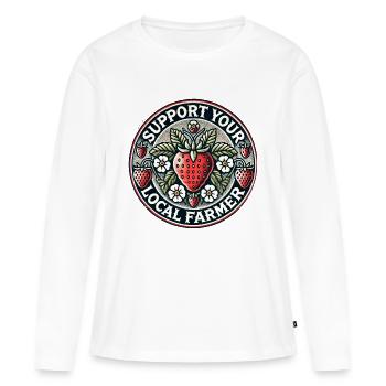 Soutenez votre agriculteur local - T-shirt manches longues Premium bio Femme - blanc - Devant - Julia (174cm)