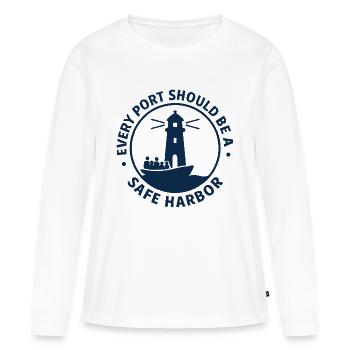 Chaque port doit être un port sûr - T-shirt manches longues Premium bio Femme - blanc - Devant - Julia (174cm)