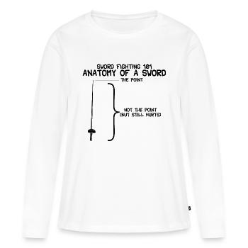 Combat à l’épée 101 Anatomie d’une épée - T-shirt manches longues Premium bio Femme - blanc - Devant - Julia (174cm)
