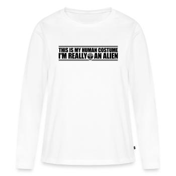 Citation extraterrestre de costume humain - T-shirt manches longues Premium bio Femme - blanc - Devant - Julia (174cm)