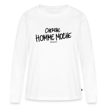 Cherche homme moche - T-shirt manches longues Premium bio Femme - blanc - Devant - Julia (174cm)