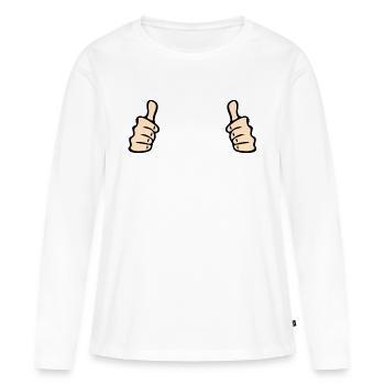 Daumen Hoch - Frauen Premium Bio Langarmshirt - Weiß - Vorne - Julia (174cm)