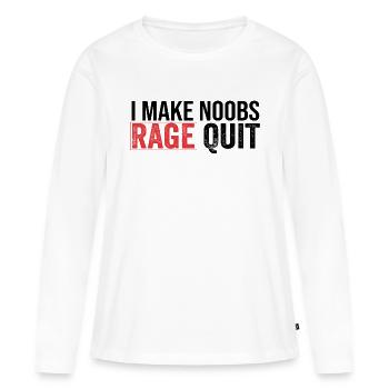 je fais noobs ragequit - T-shirt manches longues Premium bio Femme - blanc - Devant - Julia (174cm)